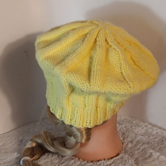 Yellow Knit Beret - Picture 3 of 7